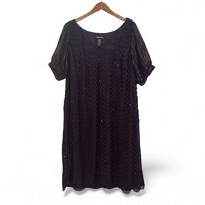 Kathy Roberts Purple Short Sleeve Draped Blingy Dress sz 20W